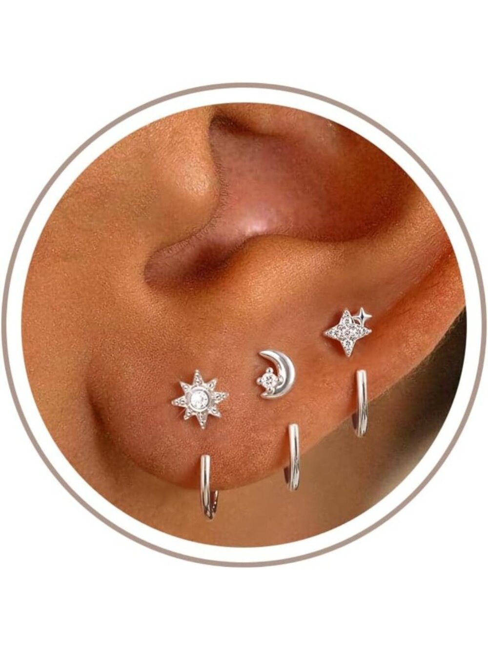 Sterling Silver Half Hoop Earrings for Women - 3 Pairs, Elegant & Versatile
